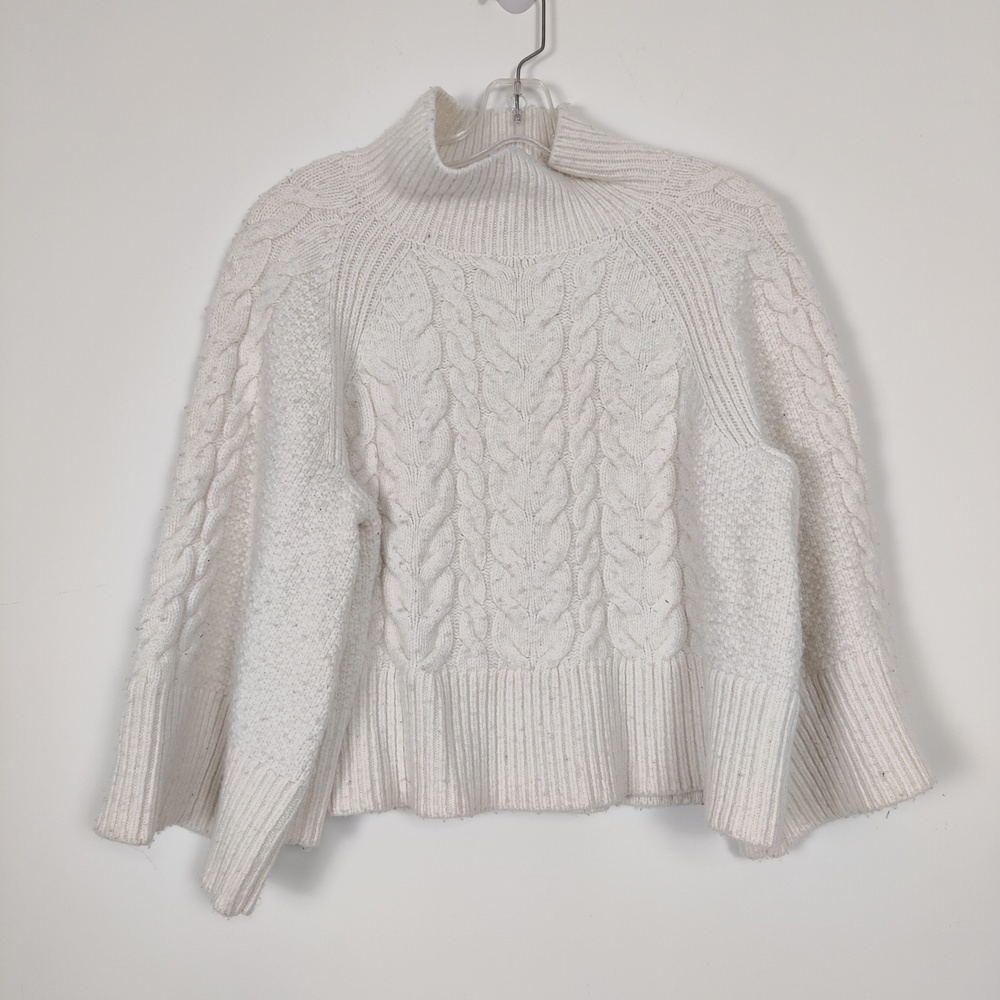 Banana Republic Cable Knit Sweater Mockneck XL/XXL Women's Sweater Merino Wool